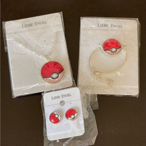 Pokémon ball fashion costume jewelry set new necklace earrings bracelet set - Picture 1 of 16